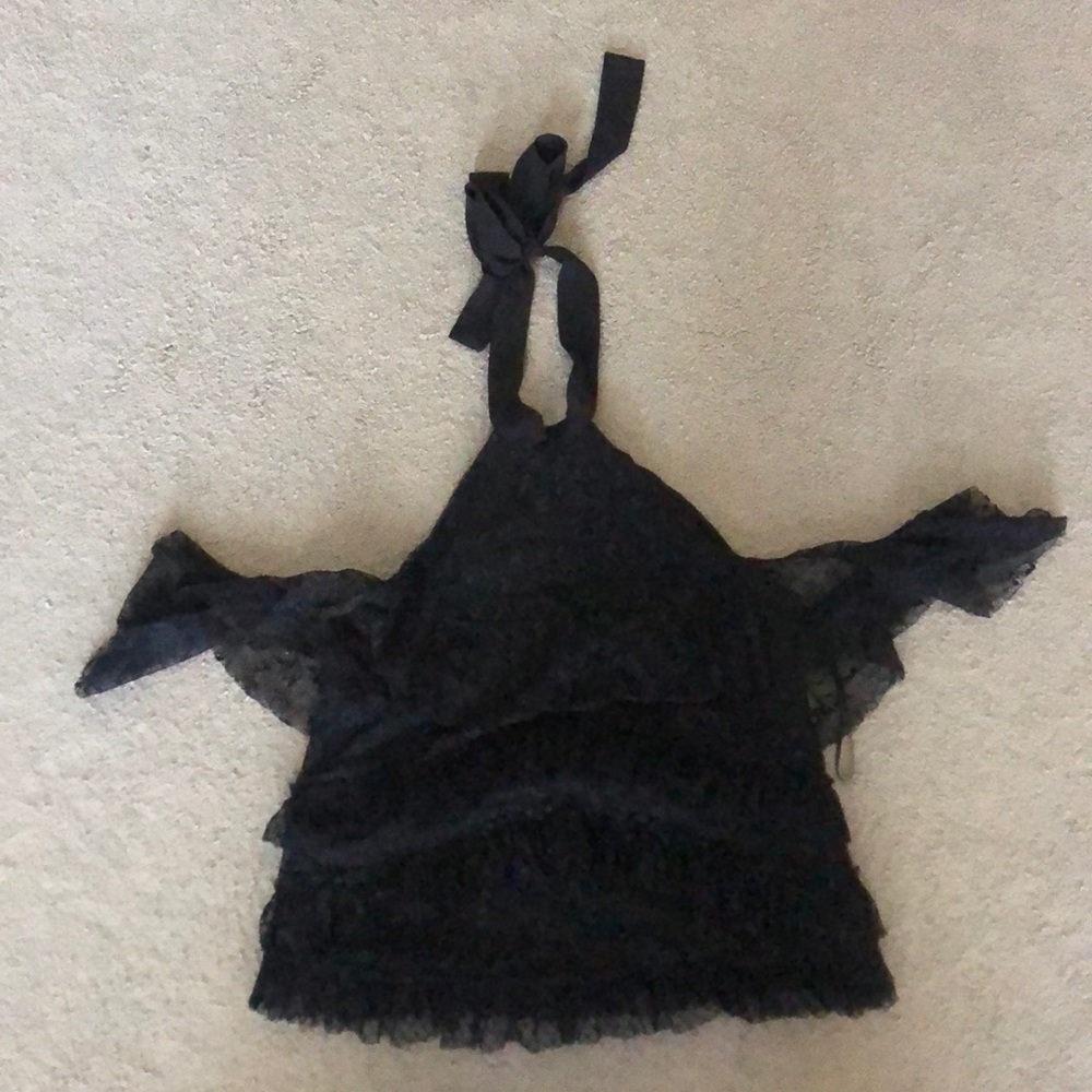 lace halter tie top
